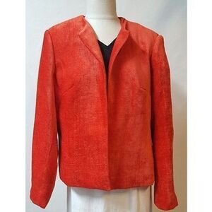 Nouveaux Orange Open Front Blazer Size Large Lined Career Office Wear